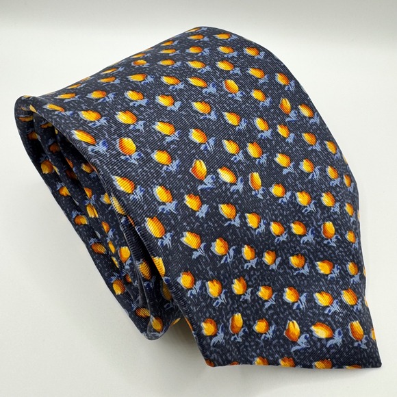 Metropolitan Museum of Art Other - Metropolitan Museum‎ of Art Mens Silk Tie Navy Blue Orange Tulip Floral MMA